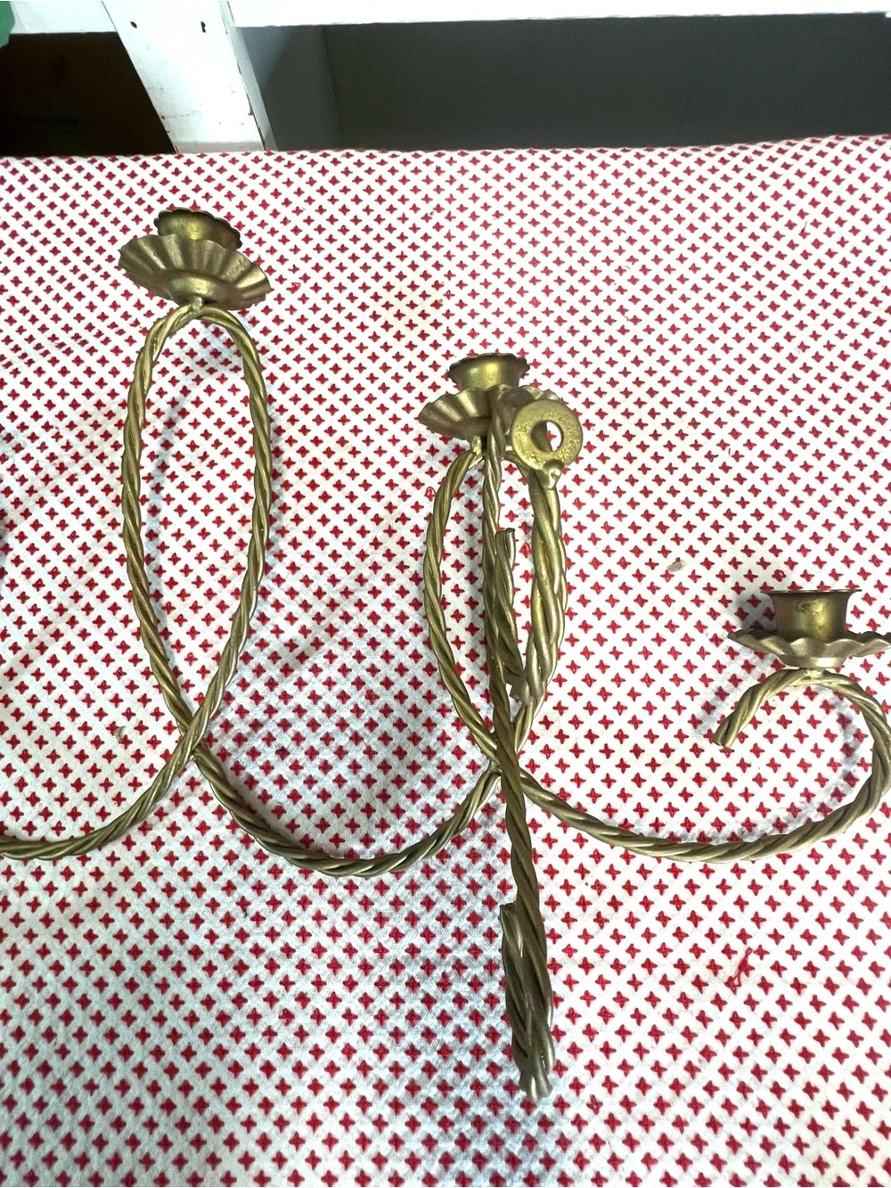 Vintage gold twisted metal large wall candle sconce retro grandma core decor